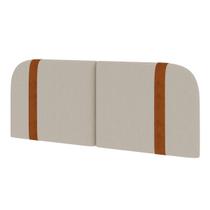 Cabeceira Slim para Cama Box, 140cm x 55cm, Estofada em Linho e material ecológico, Bege. Instalação simples.