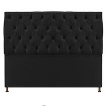 Cabeceira Sofia 140 cm Casal Suede Preto - ADJ Decor