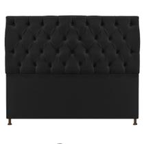 Cabeceira Sofia 140 cm Casal Suede Preto - Doce Sonho Móveis