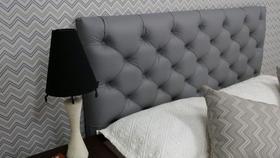 Cabeceira Solteirão King 96 - Bello Box - Estilo Capitonê Tecido Sintético Cinza Sem Strass