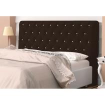 Cabeceira Solteiro 0,90cm Para Cama Box Lady Suede Marrom Botões Strass - SA Móveis