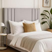 Cabeceira Solteiro 100 Cm Linho Frame Premium Cama Box Cinza Claro Cabeceira Solteiro 100 Cm Linho Frame Premium Cama Box Cinza Claro