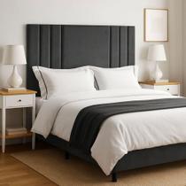 Cabeceira Solteiro 100 Cm Linho Frame Premium Cama Box Estofada Cinza Cabeceira Solteiro 100 Cm Linho Frame Premium Cama Box Estofada Cinza