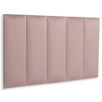 Cabeceira Solteiro 100x60 Estofada Cama Box Modulada Veludo Nude Rosado