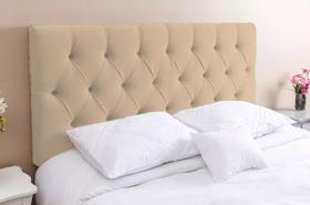 Cabeceira Solteiro 88 - Bello Box - Estilo Capitonê Suede Bege Sem Strass