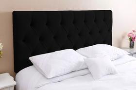 Cabeceira Solteiro 88 - Bello Box - Estilo Capitonê Suede Preto Sem Strass
