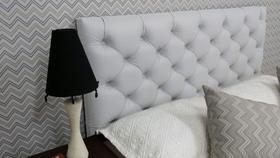 Cabeceira Solteiro 88 - Bello Box - Estilo Capitonê Tecido Sintético Branco Sem Strass