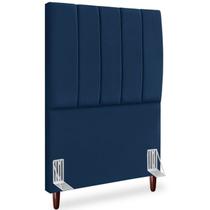 Cabeceira Solteiro 90cm Arlla Suede Azul Marinho RM