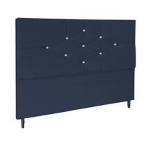 Cabeceira Solteiro 90cm Camboriú Suede Azul Marinho E Frame