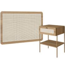 Cabeceira Solteiro 90cm e 1 Mesa Lateral 1 Gaveta Industrial Indy A03 Hanover - Lyam Decor