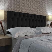 Cabeceira Solteiro Cama Box 1896 Capitone Preto Suede Com Pés RBL