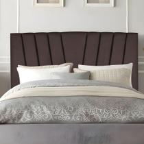 Cabeceira Solteiro Cama Box Estofada 90 Cm Emma Linho Marrom