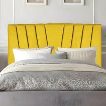 Cabeceira Solteiro Cama Box Estofada 90 Cm Emma Suede Amarelo