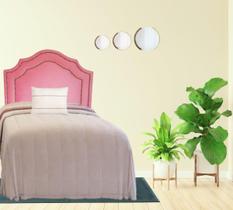 Cabeceira Solteiro Cama Box Veludo Rosê Provençal Dupla