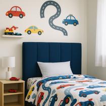 Cabeceira Solteiro Cama Estofada Box Isis 90cm Veludo Azul Marinho Cabeceira Solteiro Cama Estofada Box Isis 90cm Veludo Azul Marinho