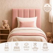 Cabeceira Solteiro Cama Estofada Box Isis 90cm Veludo Rosa Cabeceira Solteiro Cama Estofada Box Isis 90cm Veludo Rosa