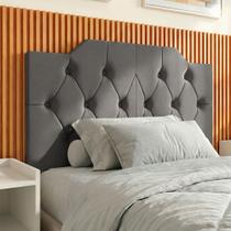 Cabeceira Solteiro Capela Suede Capitonê Dobrável Conforto com Espuma Premium - Cinza