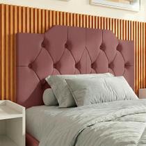 Cabeceira Solteiro Capela Suede Capitonê Dobrável Conforto com Espuma Premium - Rosa