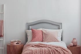 Cabeceira Solteiro Curva 90x60cm Sintético Cinza - Tachas Fumê