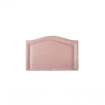 Cabeceira Solteiro Curva Luxo 90x60 Veludo Rosê - Tachas Prata Cabeceira Solteiro Curva Luxo 90x60 Veludo Rosê - Tachas Prata