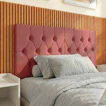 Cabeceira Solteiro Elisa Suede Capitonê Estofada Design Clássico e Sofisticado - Rosa Cabeceira Solteiro Elisa Suede Capitonê Estofada Design Clássico e Sofisticado - Rosa