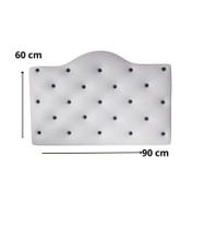 Cabeceira Solteiro Estofada Branca Línea Poá