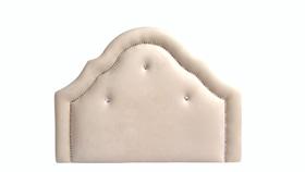 Cabeceira Solteiro Estofada Império Veludo Areia Com Botões