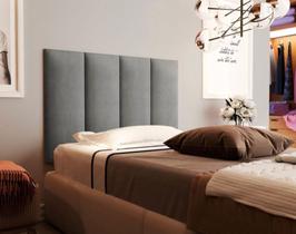 Cabeceira Solteiro Estofada Suspensa para Quarto - 90 CM - Cinza material sintético