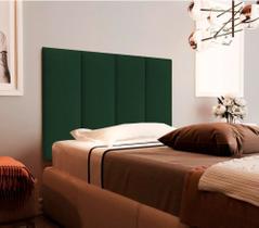 Cabeceira Solteiro Estofada Suspensa para Quarto - 90 CM - Verde Musgo Suede