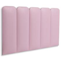 Cabeceira Solteiro Kit 5 Placas Modelo Arredondada - material sintético Rosa