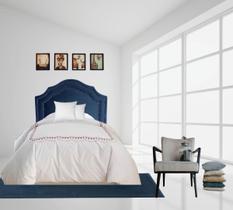 Cabeceira Solteiro Luxo Veludo Azul Dupla Tacha Fumê 65X90 Cabeceira Solteiro Luxo Veludo Azul Dupla Tacha Fumê 65X90