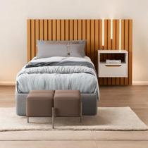 Cabeceira Solteiro Maracá com 01 Mesa de Cabeceira e LED JB