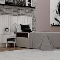 Cabeceira Solteiro Milano Ripado com Mesa de Cabeceira Cabeceira Solteiro Milano Ripado com Mesa de Cabeceira