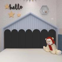 Cabeceira Solteiro Nuvem Cama Box 90cm Suede Preto Estofada