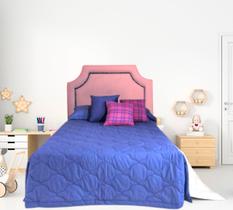 Cabeceira Solteiro Onix Pop Veludo Rosê Com Tachas Fumê