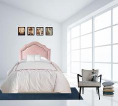 Cabeceira Solteiro Provençal Deluxe Veludo Rosê Tacha Fumê