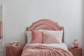 Cabeceira Solteiro Provençal Dupla 90x60 Veludo Rosê - Prata Cabeceira Solteiro Provençal Dupla 90x60 Veludo Rosê - Prata