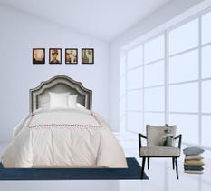 Cabeceira Solteiro Provençal Luxo Veludo Cinza Dupla Tacha Cabeceira Solteiro Provençal Luxo Veludo Cinza Dupla Tacha