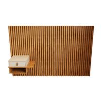 Cabeceira Solteiro Ripada Quarto Manila 1 Mesa com Gaveta