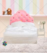 Cabeceira Solteiro Rosa Veludo Provençal Botões Coloridos Cabeceira Solteiro Rosa Veludo Provençal Botões Coloridos