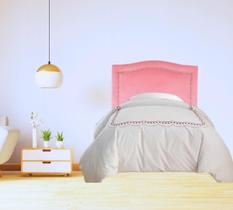 Cabeceira Solteiro Soft Línea Em Veludo Rosê Tacha Prata