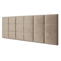 Cabeceira Suspensa Almofadada Decoração Quarto Cama Box Casal King 1,95 Bia - Bege Suede - RPM