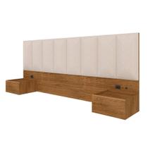 Cabeceira Suspensa Cama Casal Bulgária C/led Fre/bouclé Off White - Ma Cabeceira Suspensa Cama Casal Bulgária C/led Fre/bouclé Off White - Ma