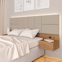 Cabeceira Suspensa Cama Casal Com Led Malibu Carv/bege - M. Arapongas Cabeceira Suspensa Cama Casal Com Led Malibu Carv/bege - M. Arapongas