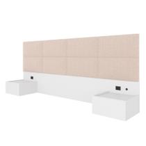 Cabeceira Suspensa Cama Casal Honduras C/led Bco/bouclé Off White - Ma