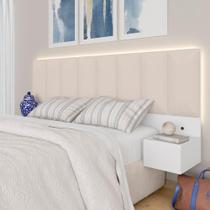 Cabeceira Suspensa Cama Queen Bulgária C/led Bco/bouclé Off White - Ma Cabeceira Suspensa Cama Queen Bulgária C/led Bco/bouclé Off White - Ma