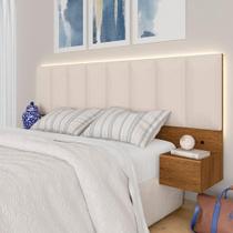 Cabeceira Suspensa Cama Queen Bulgária C/led Fre/bouclé Off White - Ma Cabeceira Suspensa Cama Queen Bulgária C/led Fre/bouclé Off White - Ma