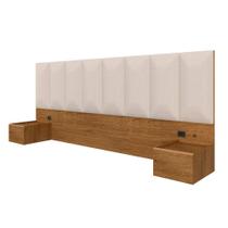 Cabeceira Suspensa Cama Queen Bulgária C/led Fre/bouclé Off White - Ma Cabeceira Suspensa Cama Queen Bulgária C/led Fre/bouclé Off White - Ma