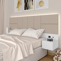 Cabeceira Suspensa Cama Queen Com Led Malibu Bran/bege - M. Arapongas Cabeceira Suspensa Cama Queen Com Led Malibu Bran/bege - M. Arapongas