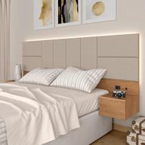 Cabeceira Suspensa Cama Queen Com Led Malibu Carv/bege - M. Arapongas Cabeceira Suspensa Cama Queen Com Led Malibu Carv/bege - M. Arapongas